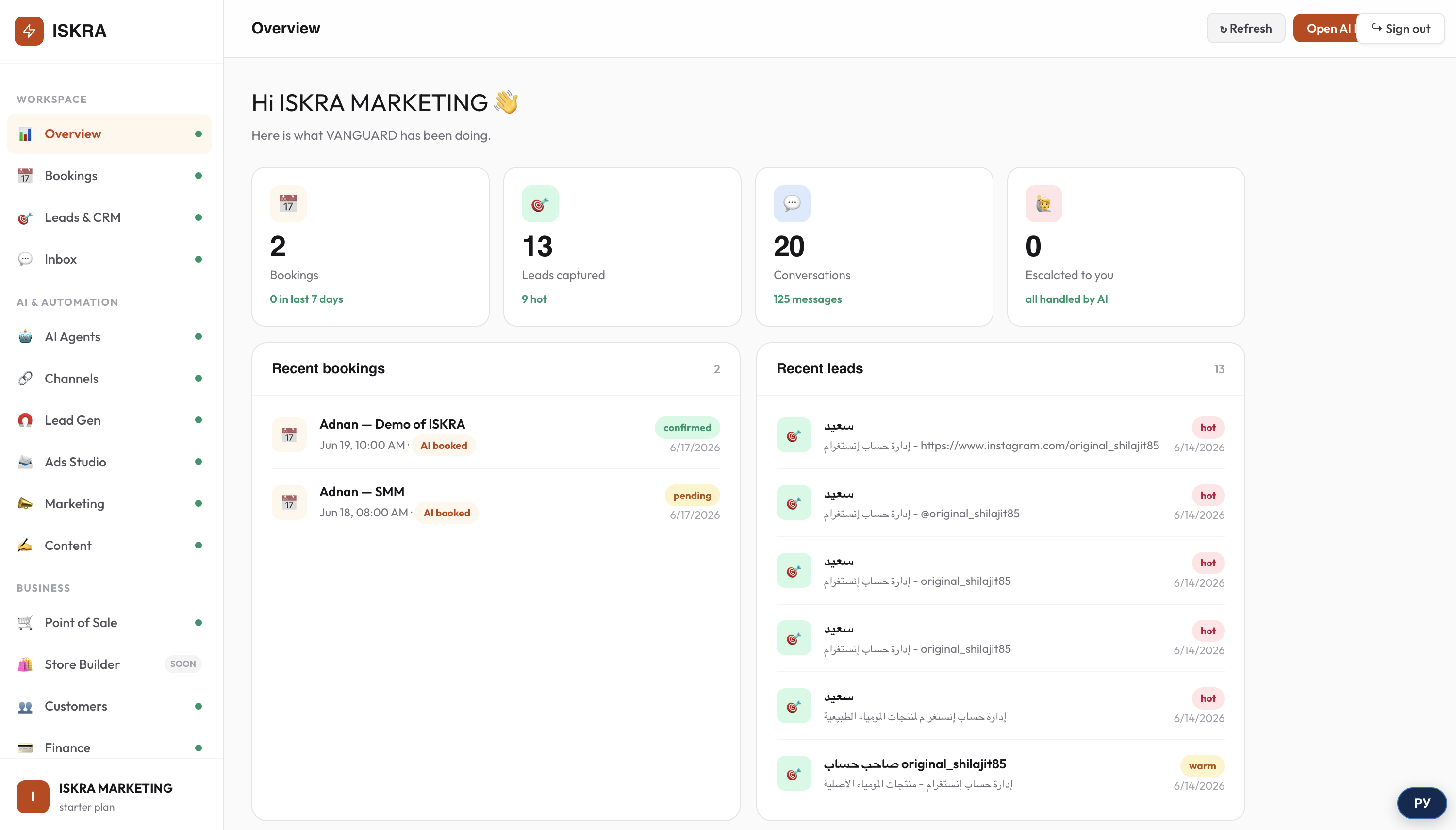 ISKRA dashboard